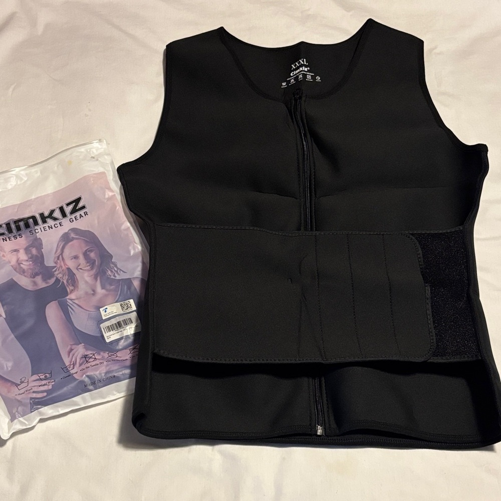 Cimkiz Fitness Science Gear ~ Men’s 3XL Zippered Sauna Sweat Vest Black